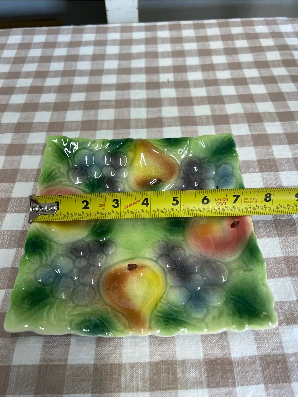 Vintage Italy fruit embossed square plate decor grandma core